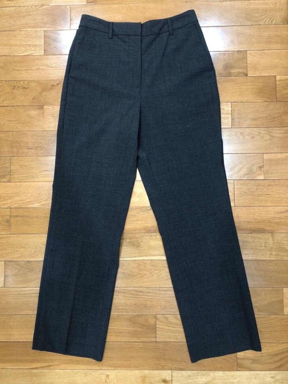 NWT Quince 3D Wool Charcoal Gray Straight Leg Pants Size 8 Modern Minimalist